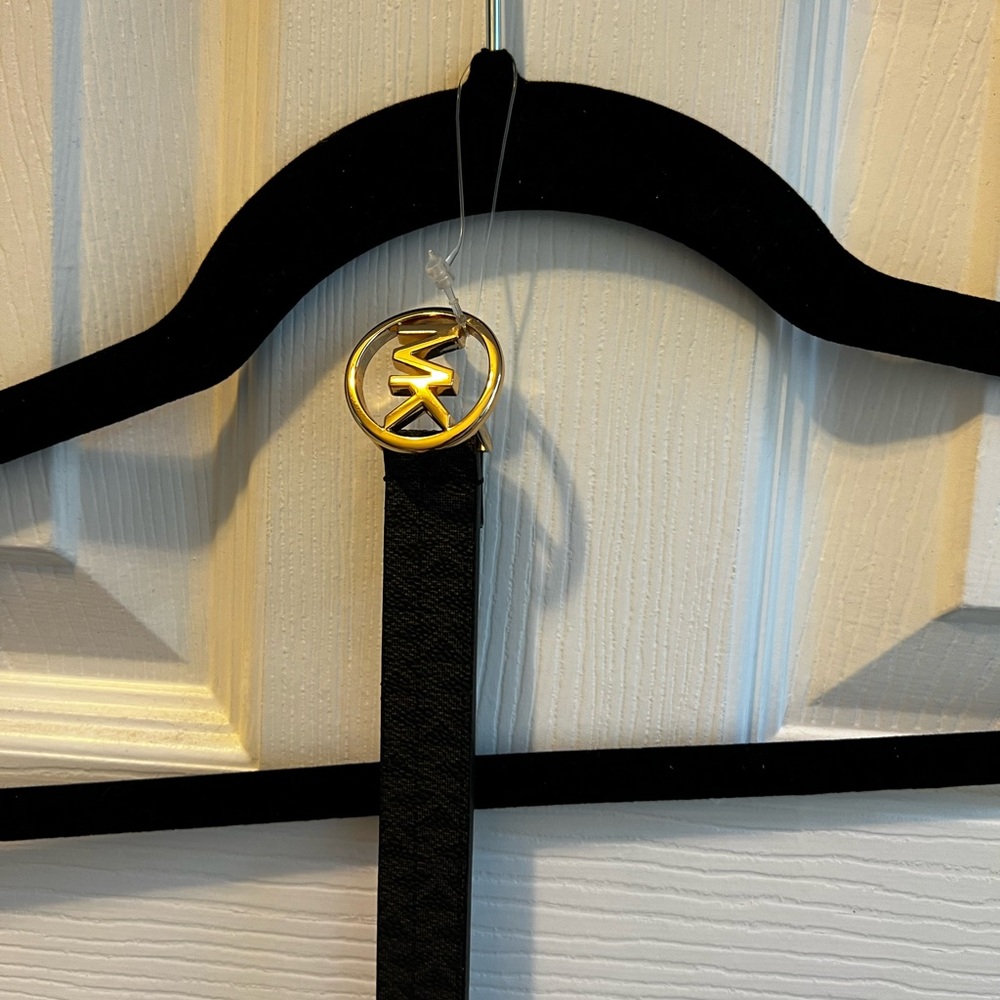 Michael Kors Black Belt with Gold Logo
